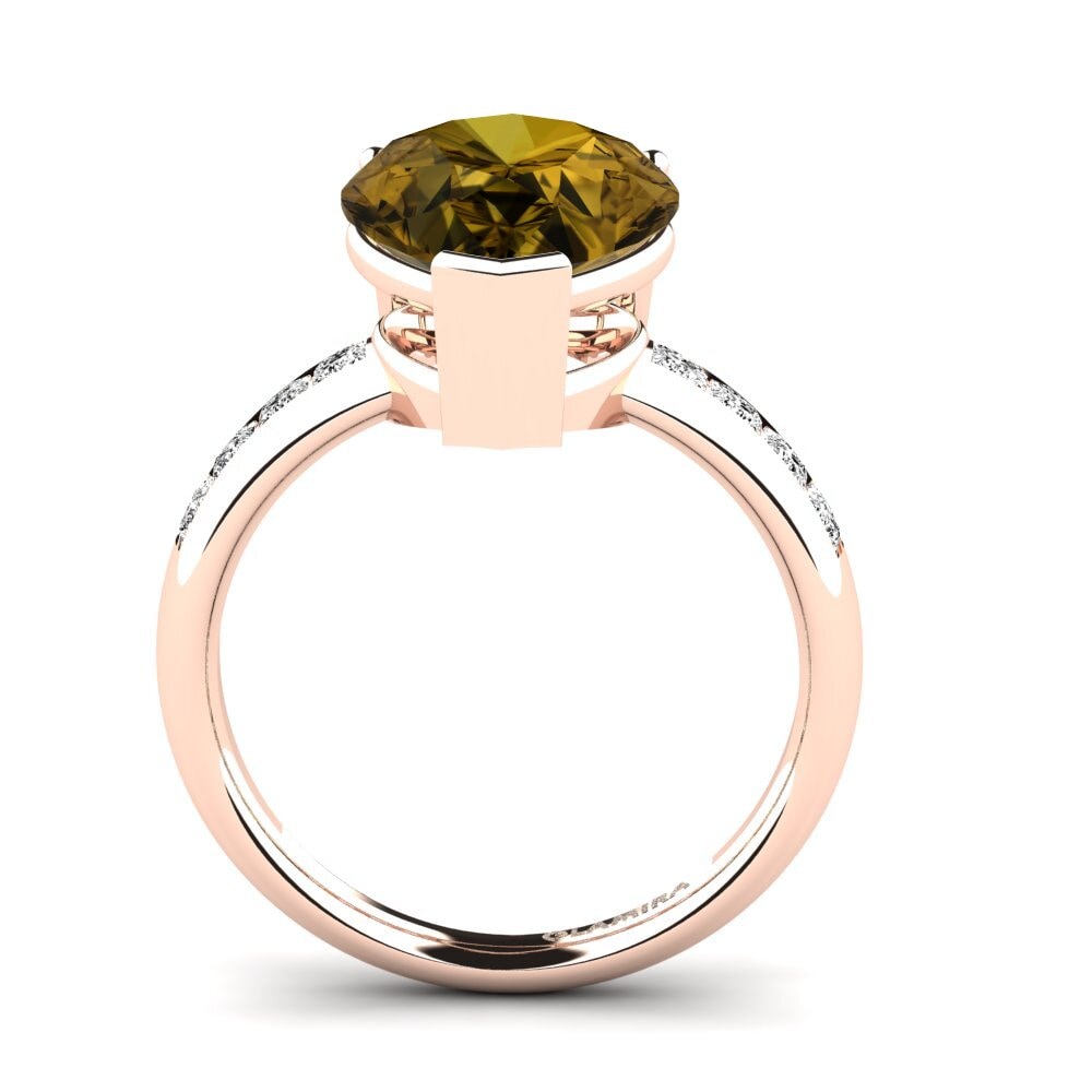 14ct Rose Gold Pear Brown Zircon Ring Barinda