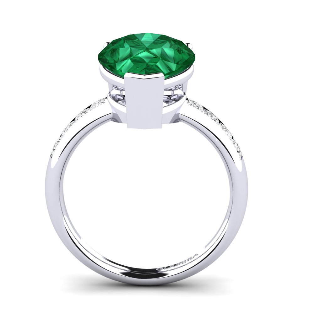 18ct White Gold Emerald (Lab Created) Ring Barinda