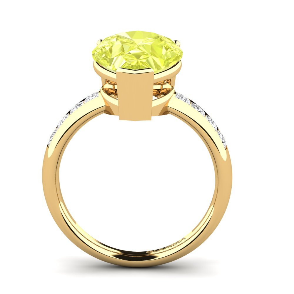 14ct Yellow Gold Pear Lemon Quartz Ring Barinda