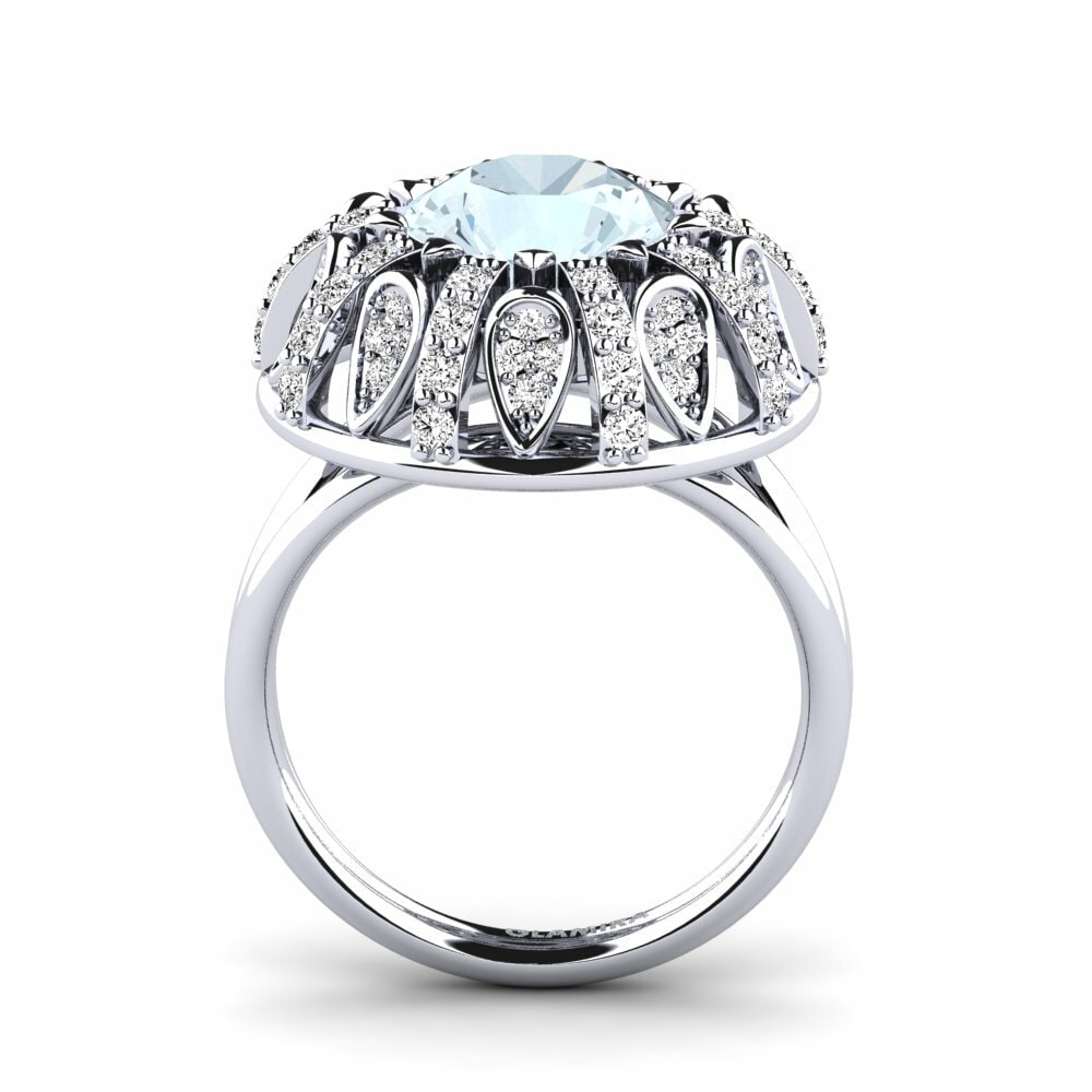 14ct White Gold Round Aquamarine Engagement Ring Cindie