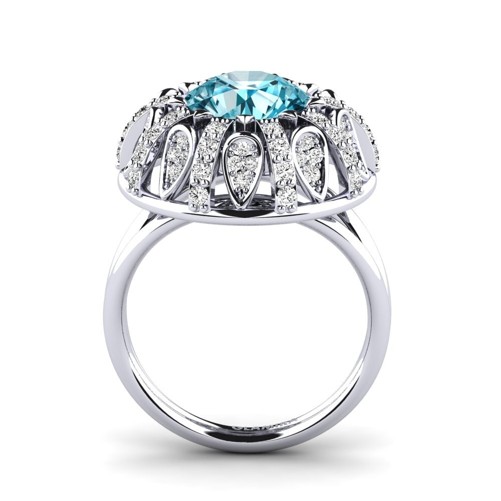 14ct White Gold Round Blue Zircon Engagement Ring Cindie