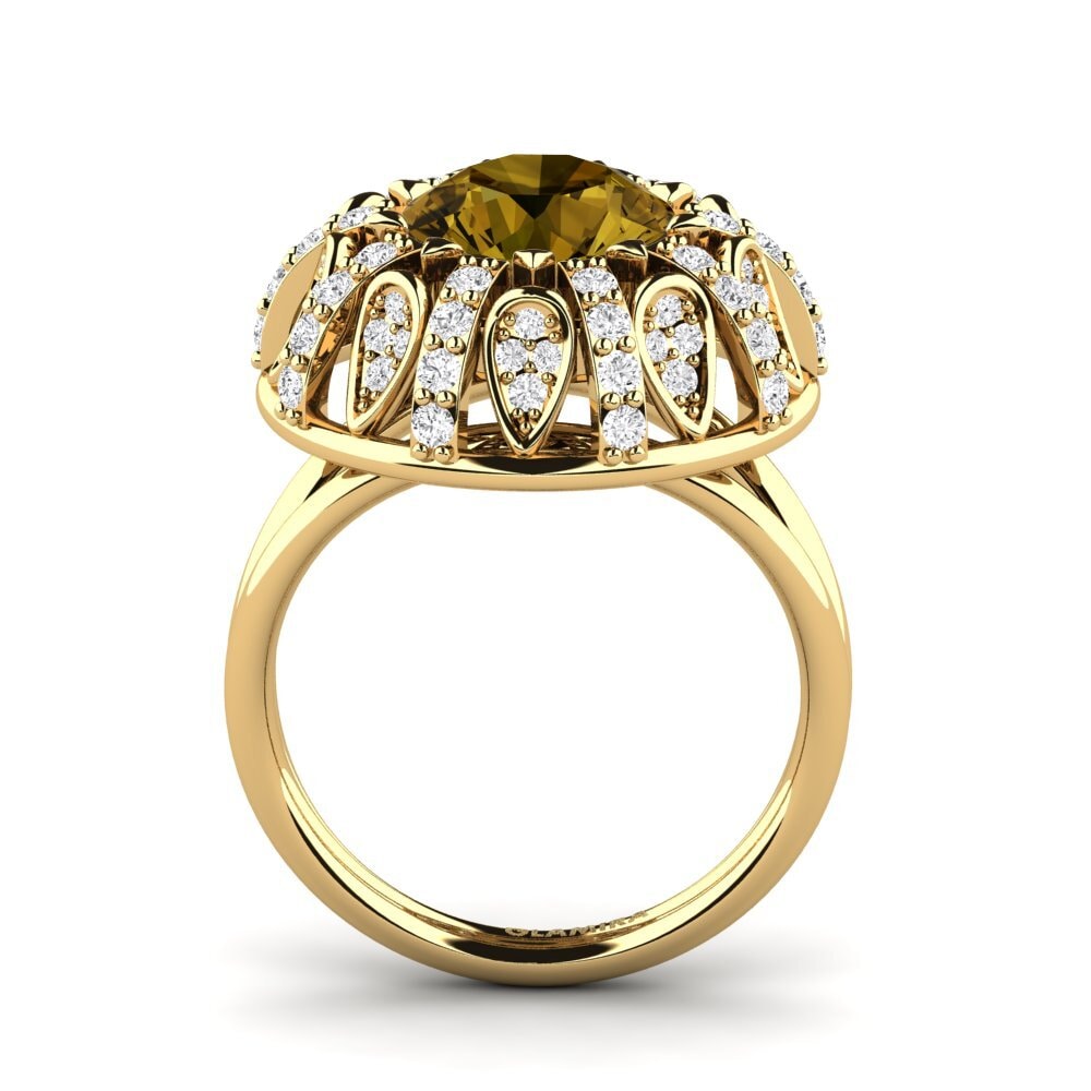 9ct Yellow Gold Round Brown Zircon Engagement Ring Cindie