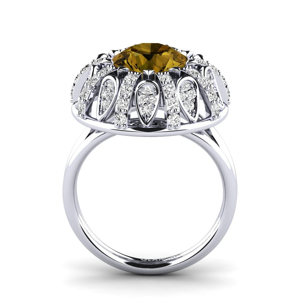 14ct White Gold Round Brown Zircon Engagement Ring Cindie