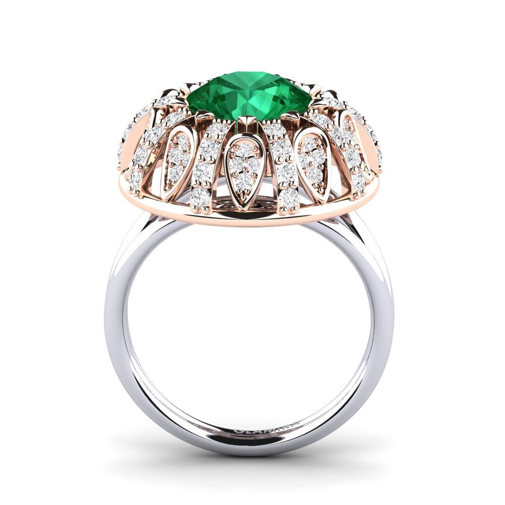 18ct Rose & White Gold Emerald (Lab Created) Engagement Ring Cindie