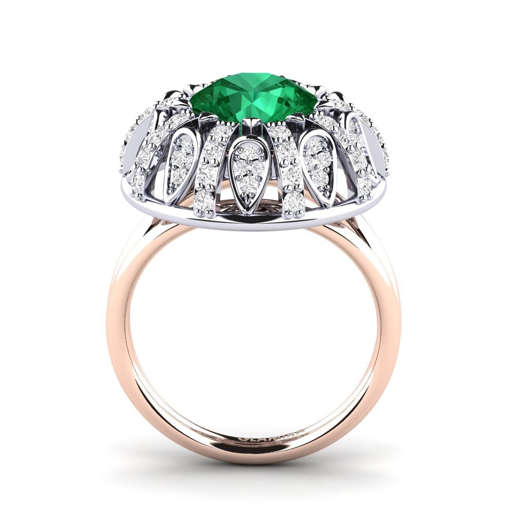 18ct White & Rose Gold Emerald (Lab Created) Engagement Ring Cindie