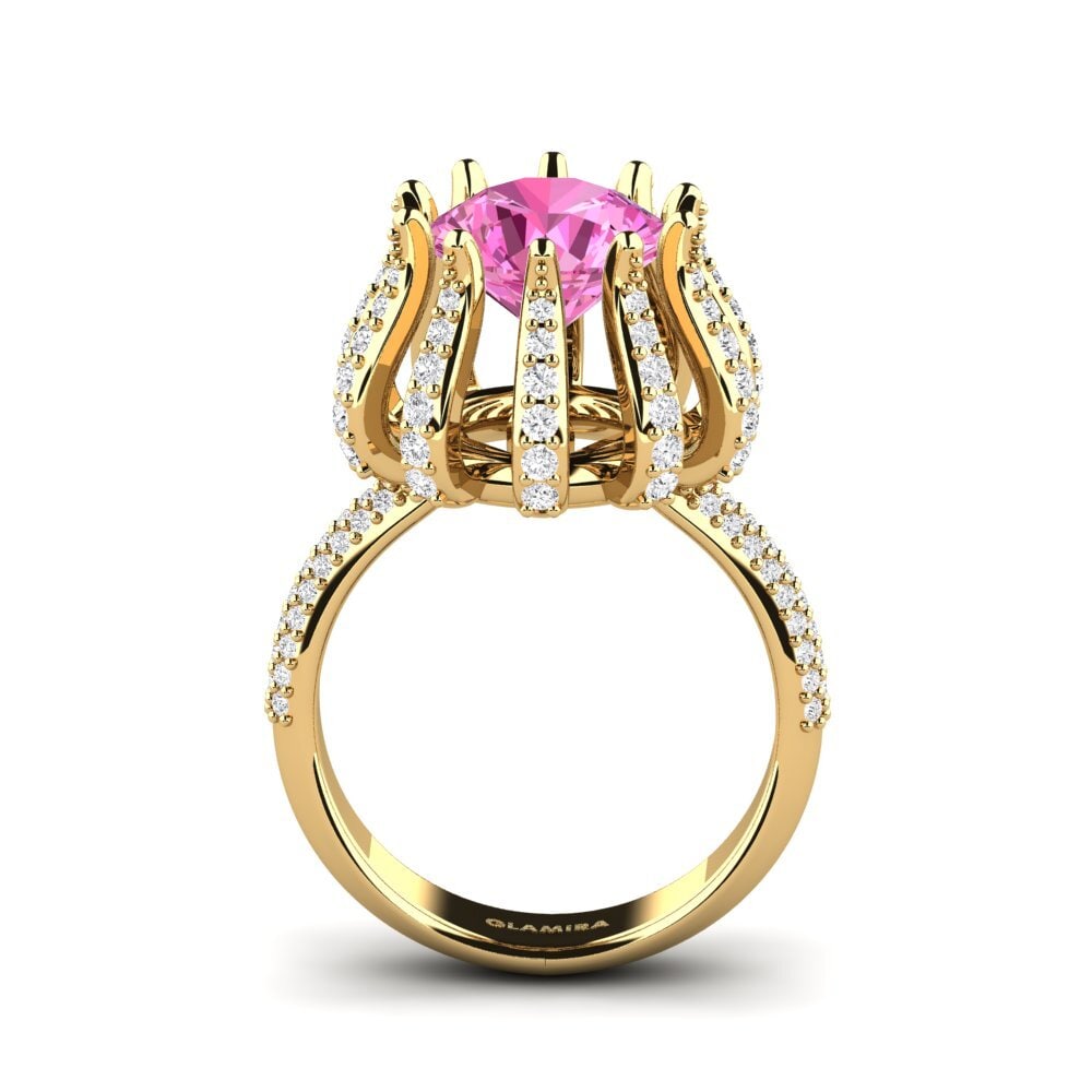 9ct Yellow Gold Round Pink Topaz Engagement Ring Zekrom