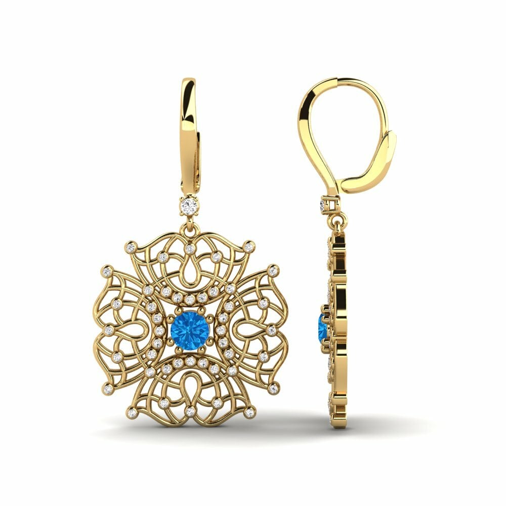 Boucle d'oreille femme Lenita Topaze Bleue