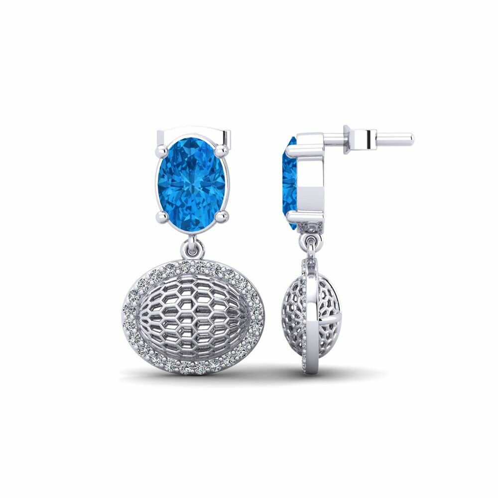 Topacio azul Pendiente de mujer Gradone