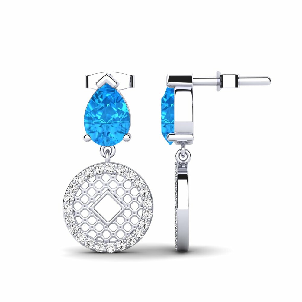 Topacio azul Pendiente de mujer Milosh