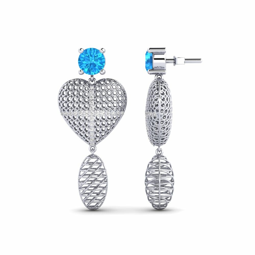 Boucle d'oreille femme Wariana Topaze Bleue