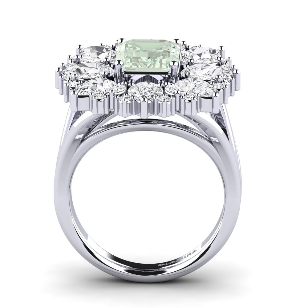 Green Amethyst Engagement Ring Bollin