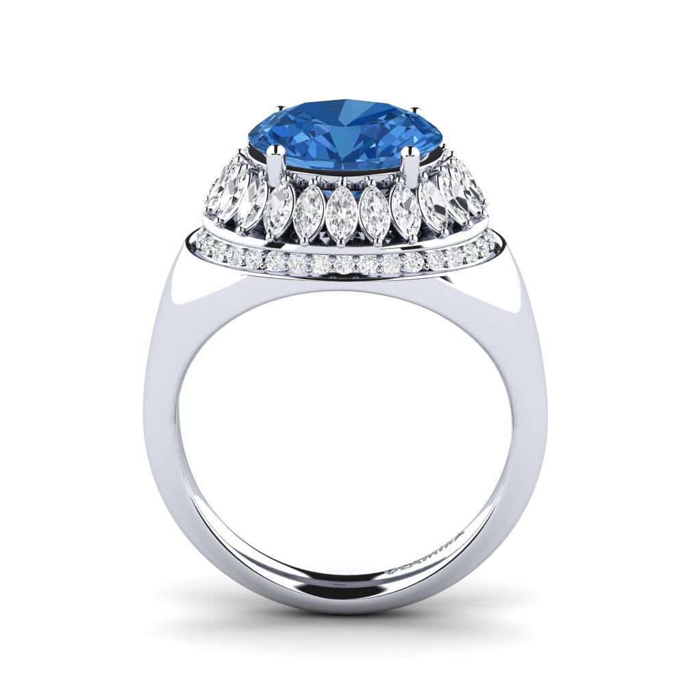 Circonita Azul Oscuro Anillo de compromiso Rumer