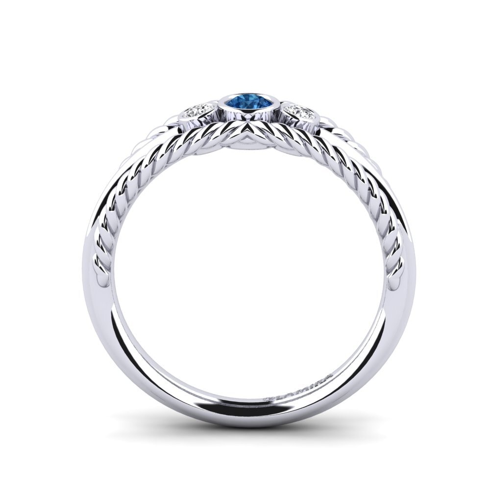 Dark Blue Zirconia Engagement Ring Audry