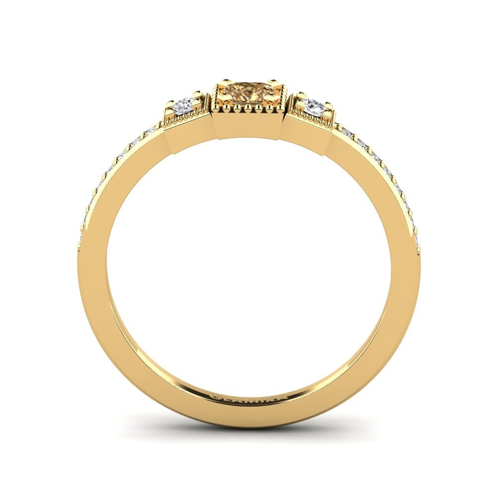 14ct Yellow Gold Brown Diamond Engagement Ring Electrique