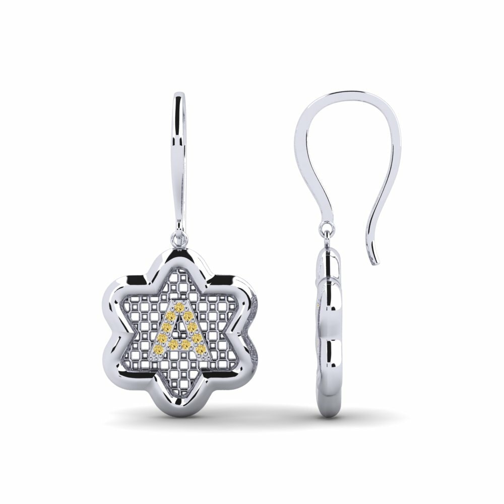 Diamante Amarillo Pendiente de mujer Girandole A
