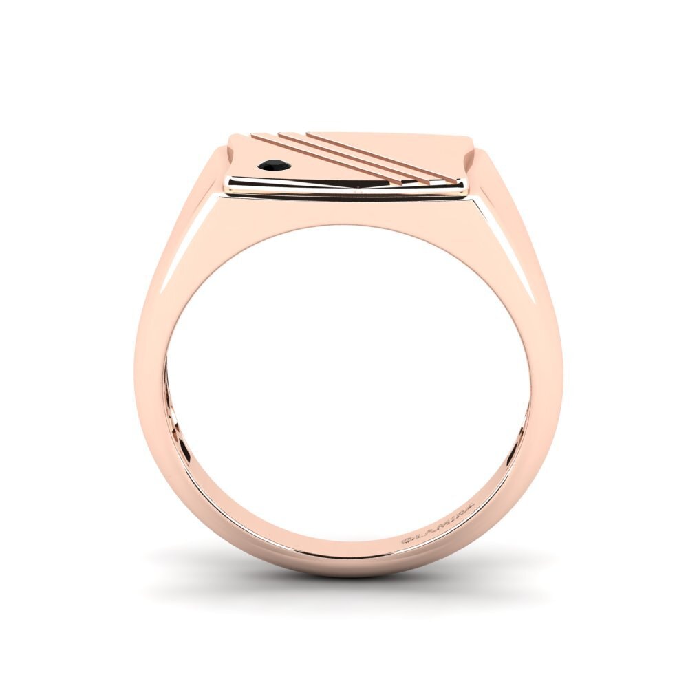 14ct Rose Gold Black Diamond Men's Ring Allame