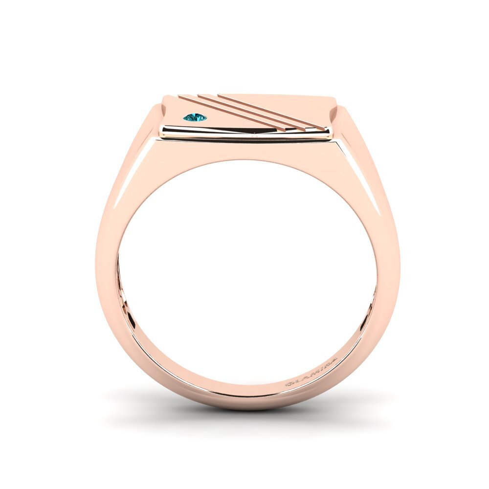Oro Rosso 585 Diamante Blu Anello da uomo Allame