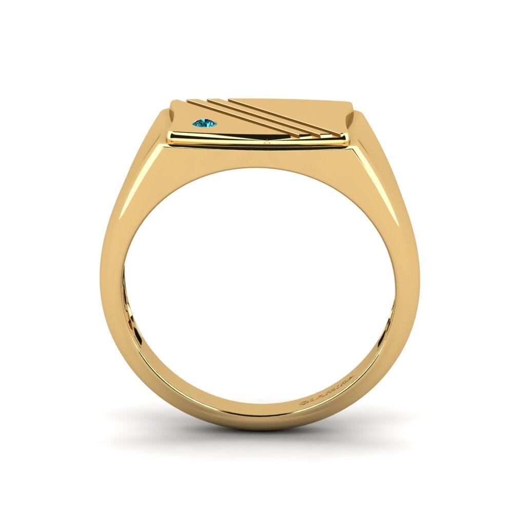 9ct Yellow Gold Blue Diamond Men's Ring Allame