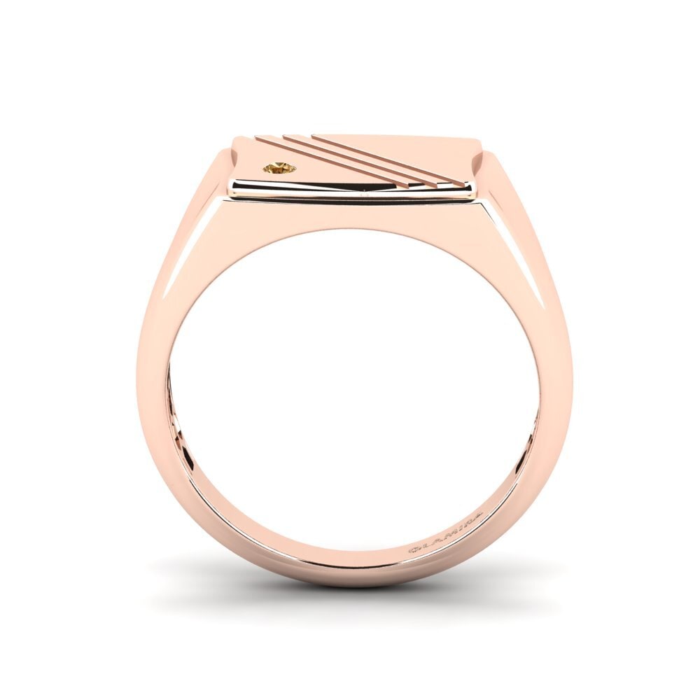Oro Rosso 585 Diamante Marrone Anello da uomo Allame