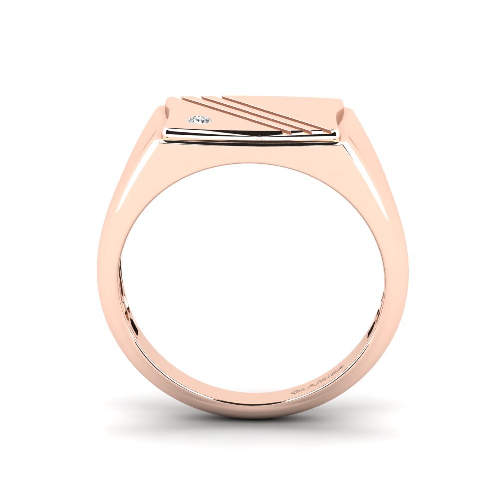 9ct Rose Gold White sapphire Men's Ring Allame