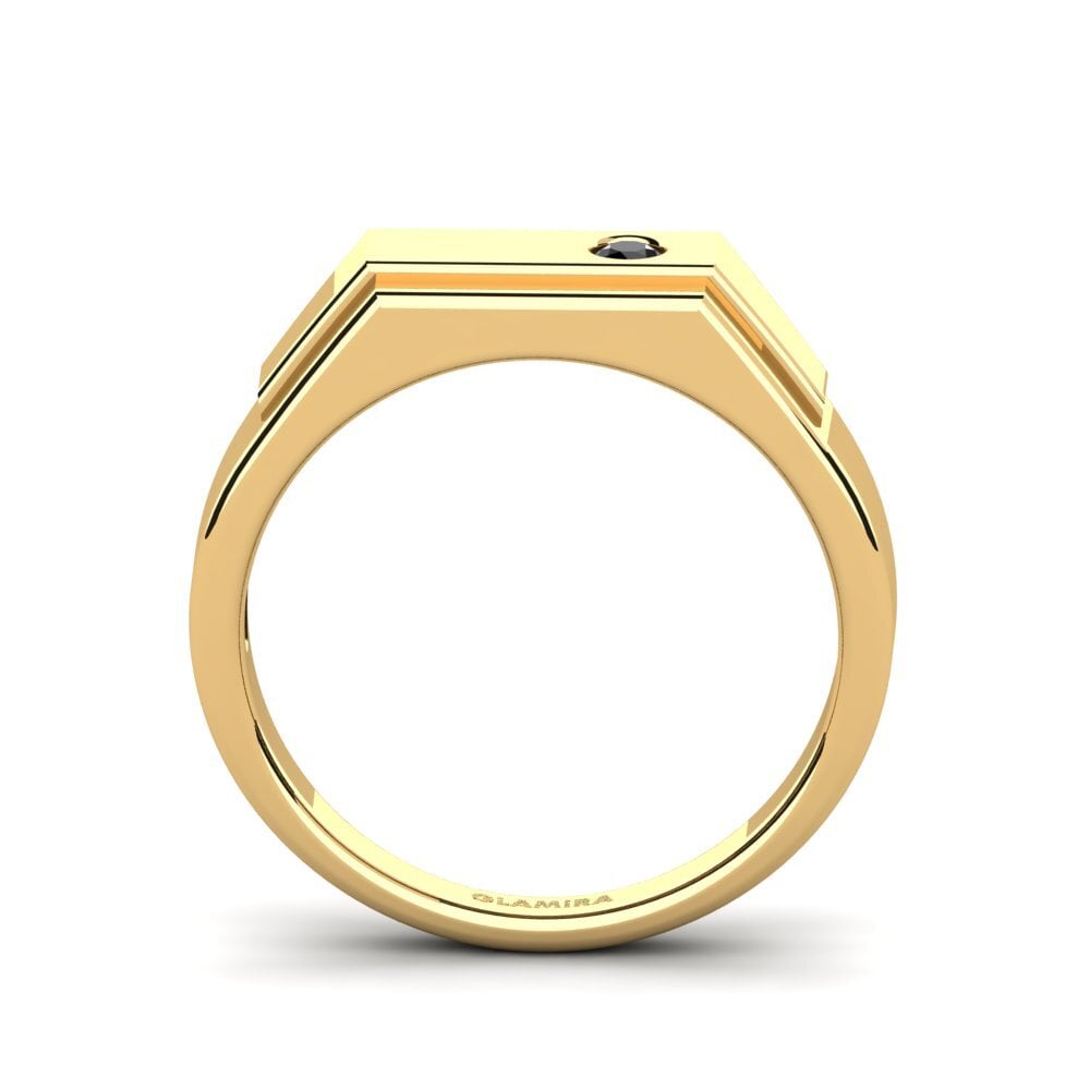 Oro Giallo 585 Onice Nero Anello da uomo Pineiro