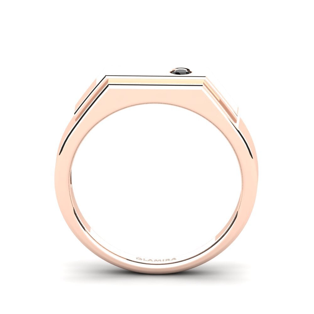 14ct Rose Gold Black Diamond Men's Ring Pineiro