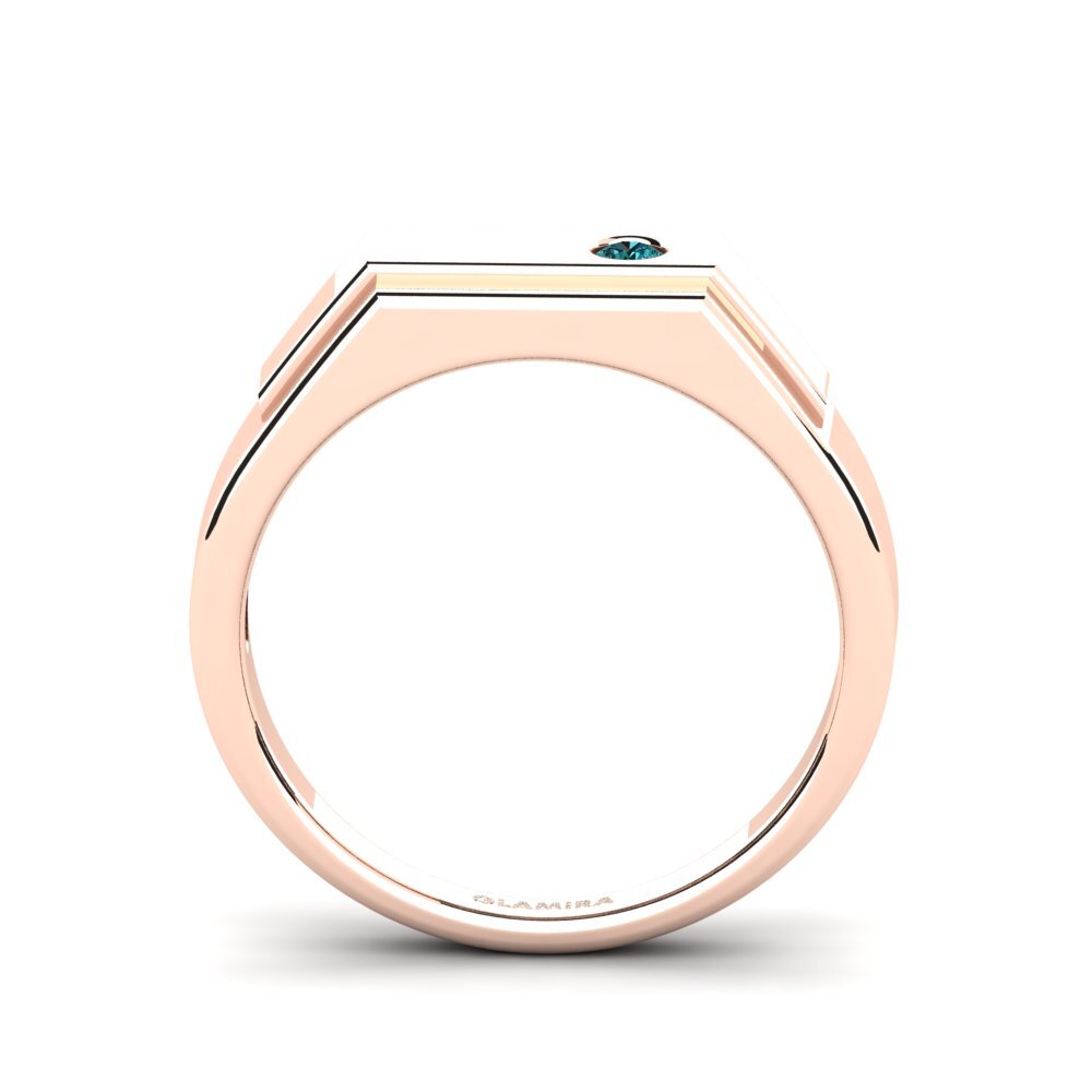 Oro Rosso 585 Diamante Blu Anello da uomo Pineiro