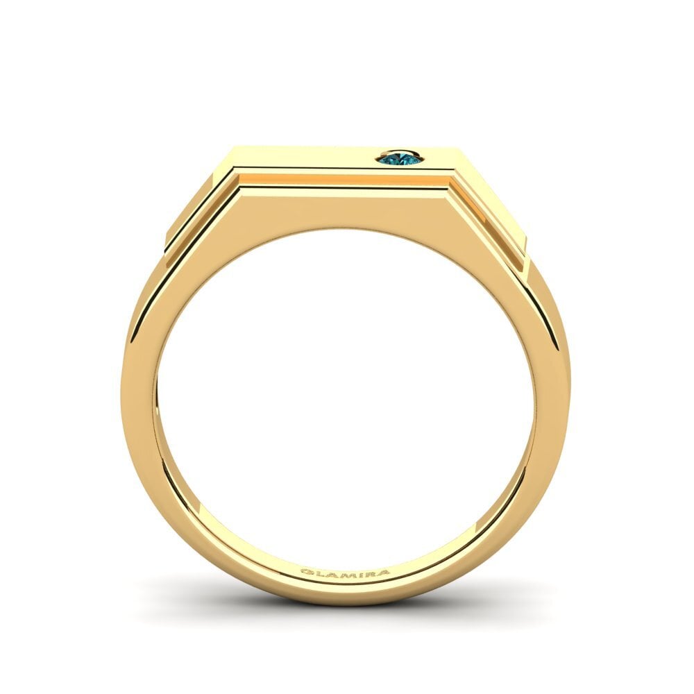 9ct Yellow Gold Blue Diamond Men's Ring Pineiro