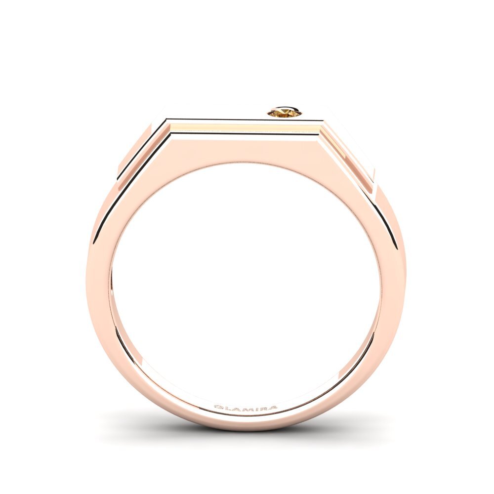 Oro Rosso 585 Diamante Marrone Anello da uomo Pineiro
