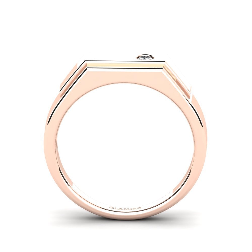 9ct Rose Gold White sapphire Men's Ring Pineiro