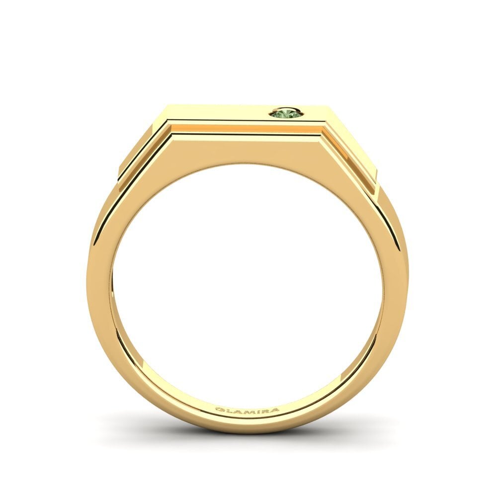 18ct Yellow Gold Green Diamond Men's Ring Pineiro