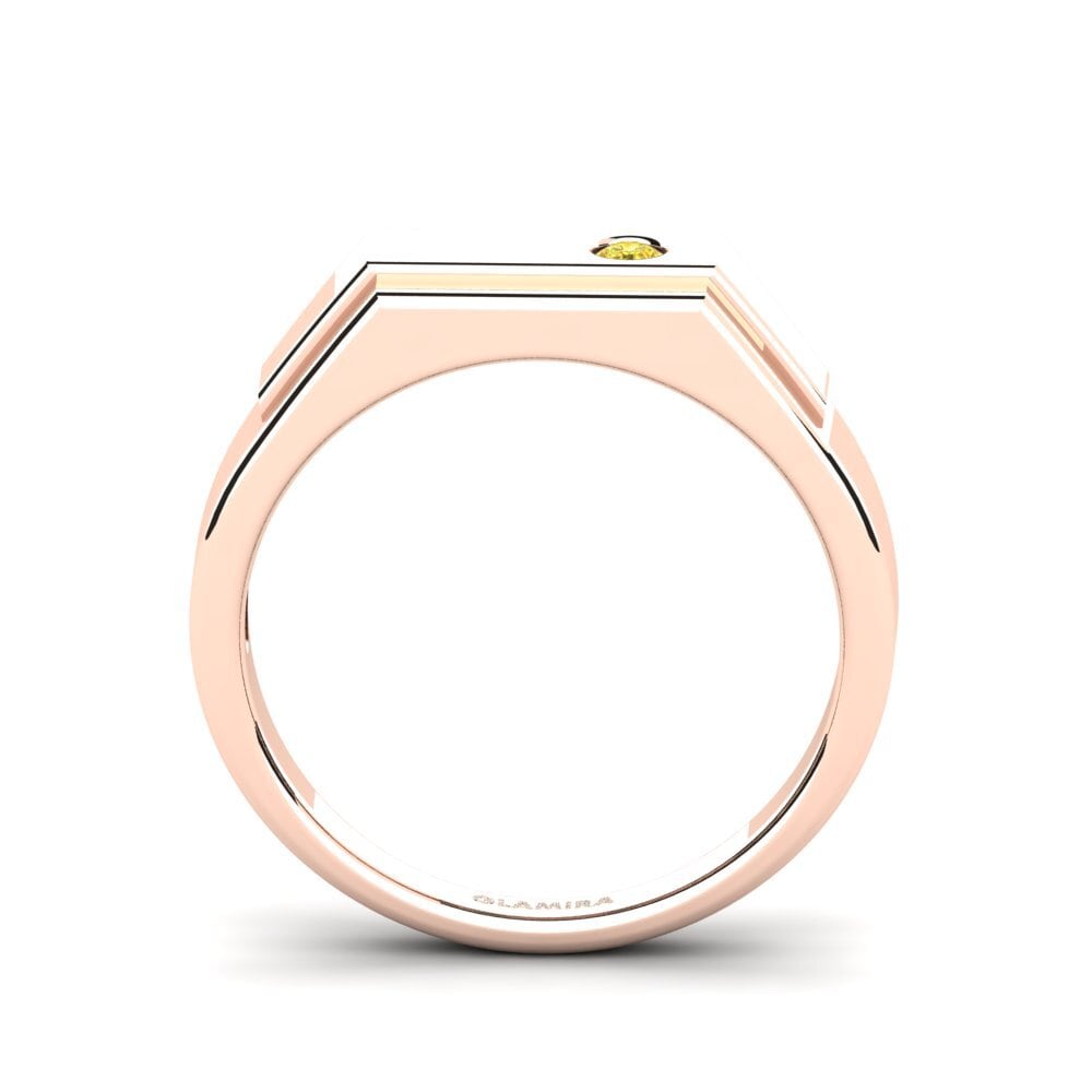 Oro Rosso 585 Zaffiro Giallo Anello da uomo Pineiro