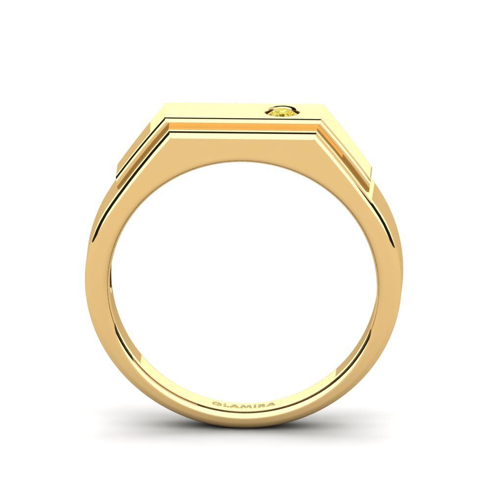 9ct Yellow Gold Yellow Sapphire Men's Ring Pineiro