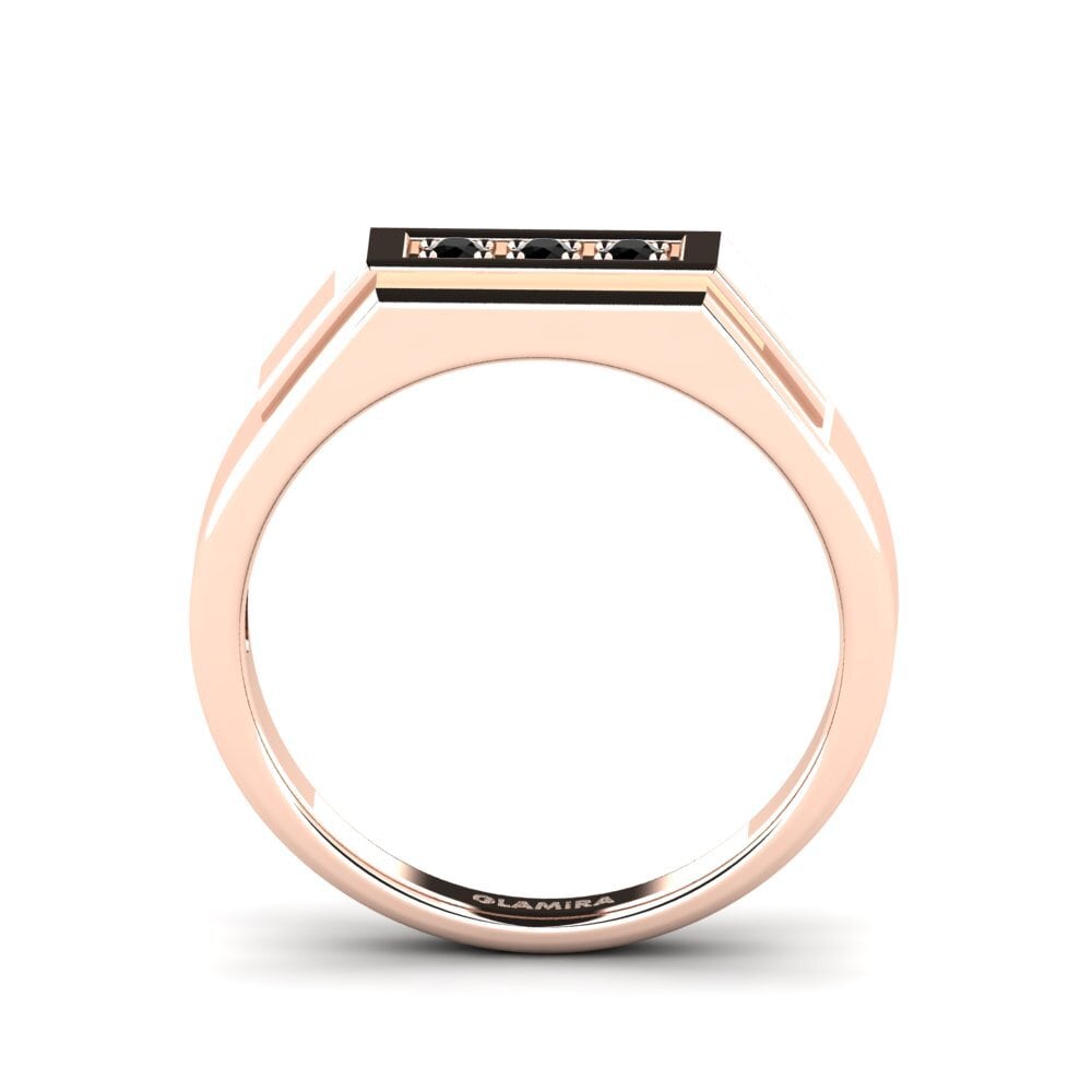 14ct Rose Gold Black Diamond Men's Ring Plante