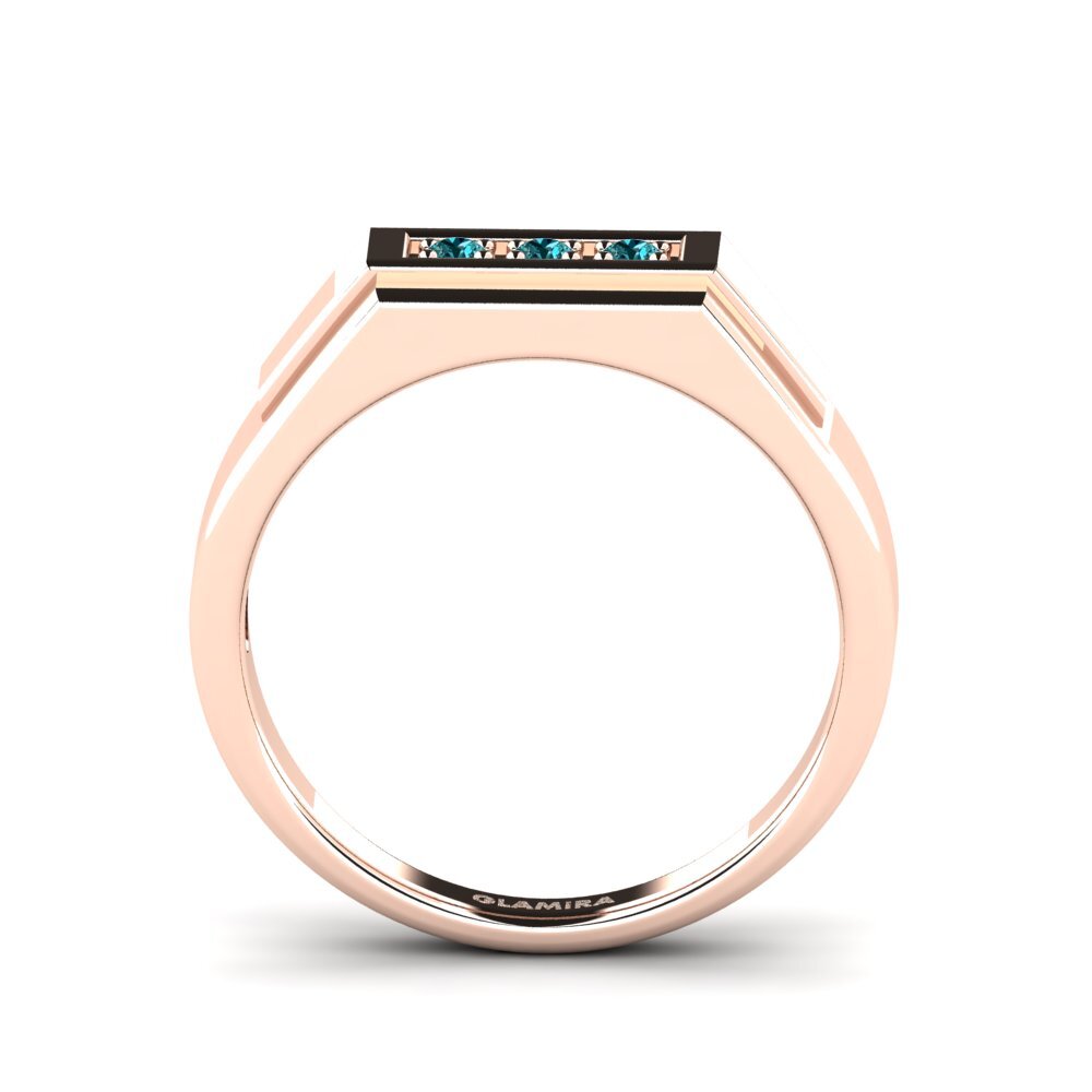 Oro Rosso 585 Diamante Blu Anello da uomo Plante