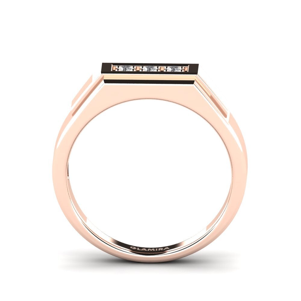 9ct Rose Gold White sapphire Men's Ring Plante