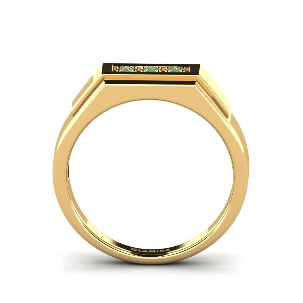 18ct Yellow Gold Green Diamond Men's Ring Plante
