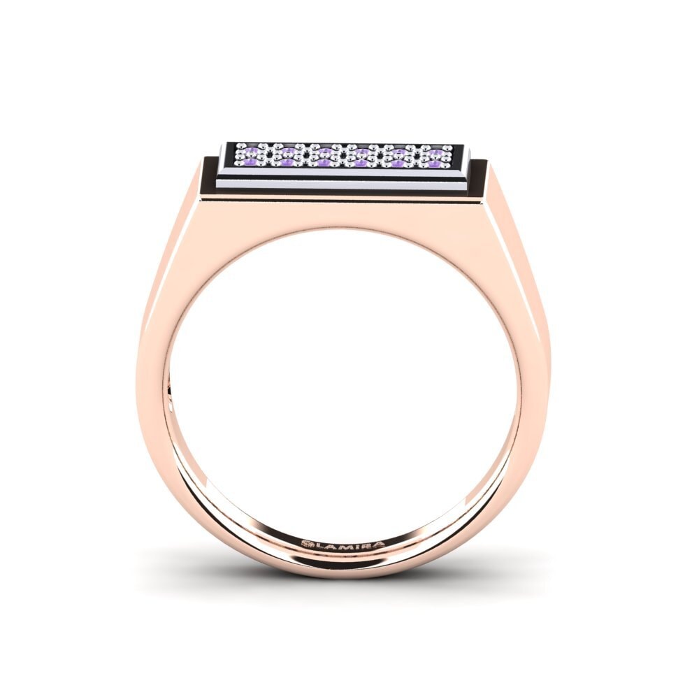 18ct Rose & White Gold Amethyst Men's Ring Scraggy