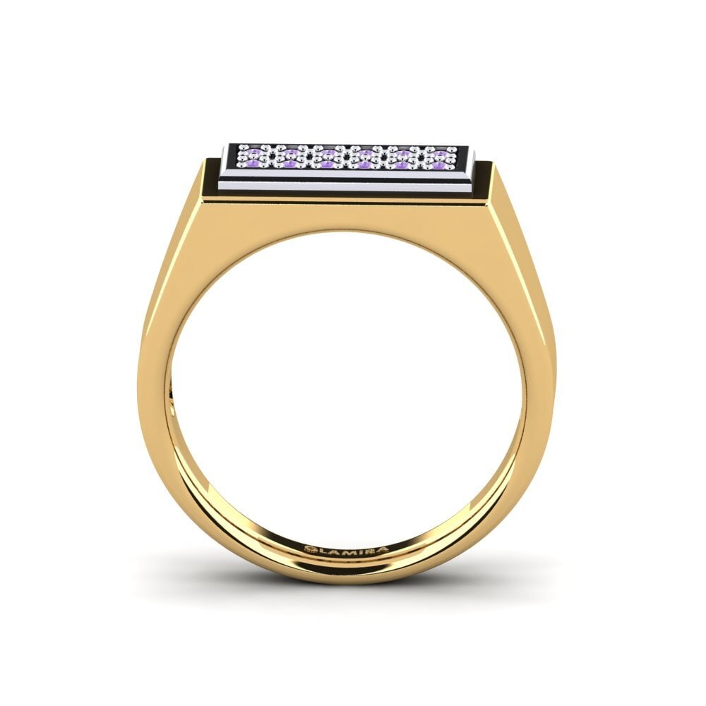 14ct Yellow & White Gold Amethyst Men's Ring Scraggy