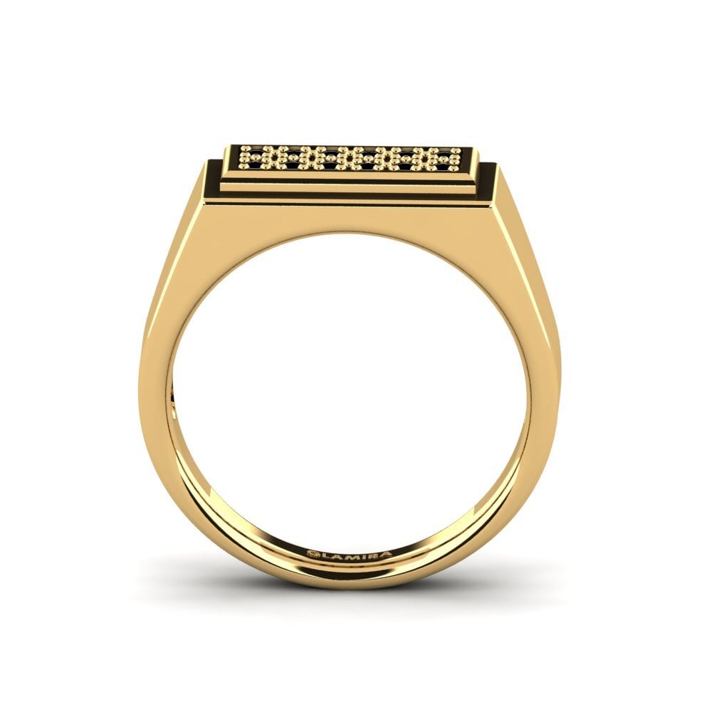 Oro Giallo 585 Onice Nero Anello da uomo Scraggy