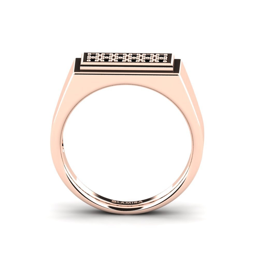 14ct Rose Gold Black Diamond Men's Ring Scraggy