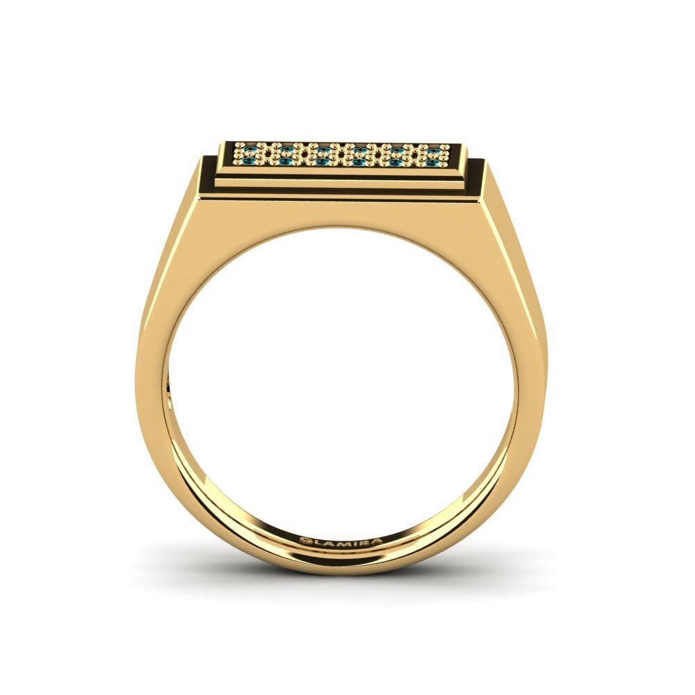 9ct Yellow Gold Blue Diamond Men's Ring Scraggy