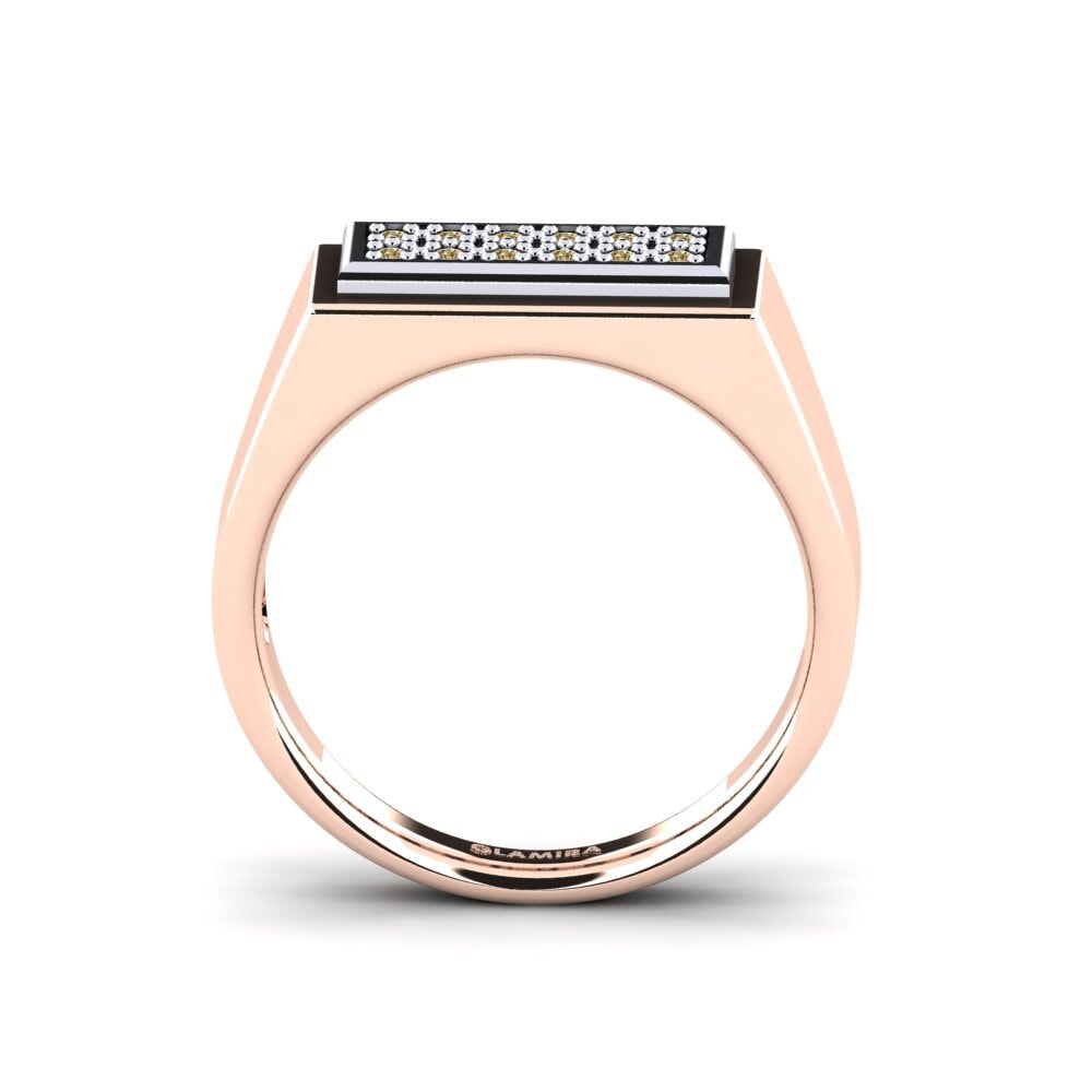Oro Rosso & Bianco 375 Diamante Marrone Anello da uomo Scraggy