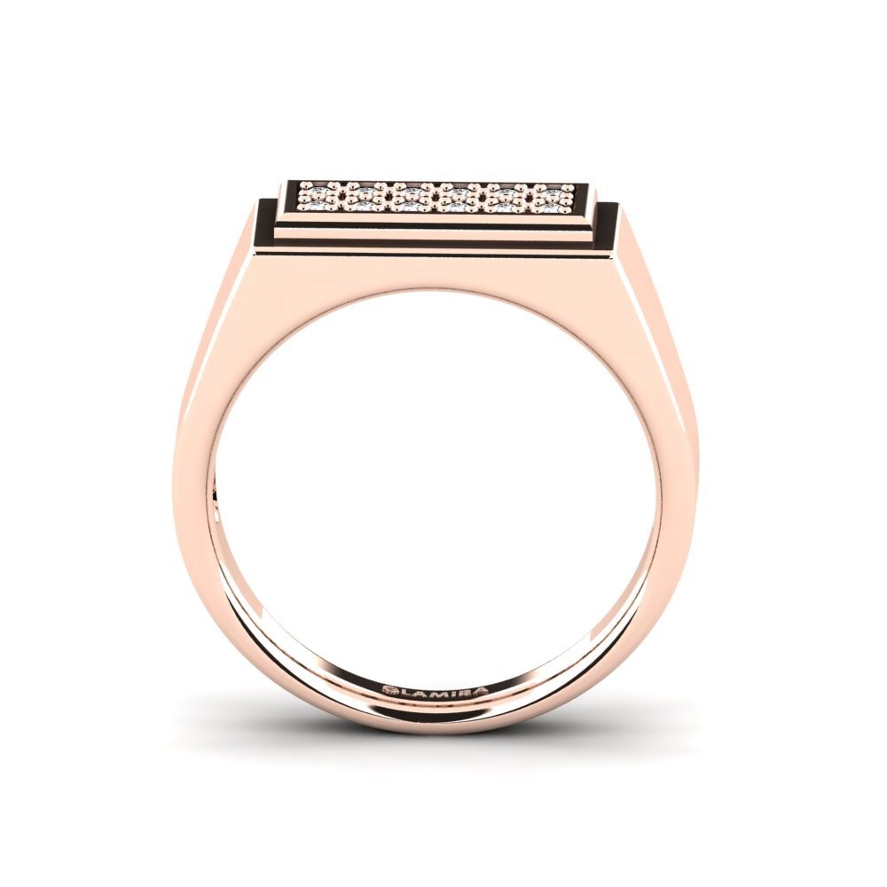 9ct Rose Gold White sapphire Men's Ring Scraggy