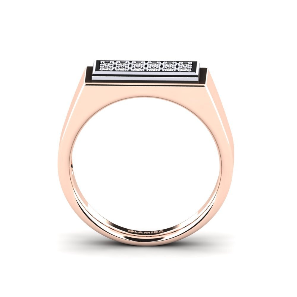 Oro Rosso & Bianco 750 Zaffiro Bianco Anello da uomo Scraggy