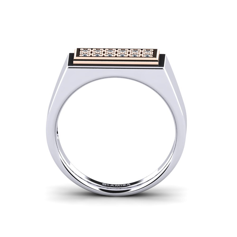 Oro Bianco & Rosso 585 Zircone Anello da uomo Scraggy