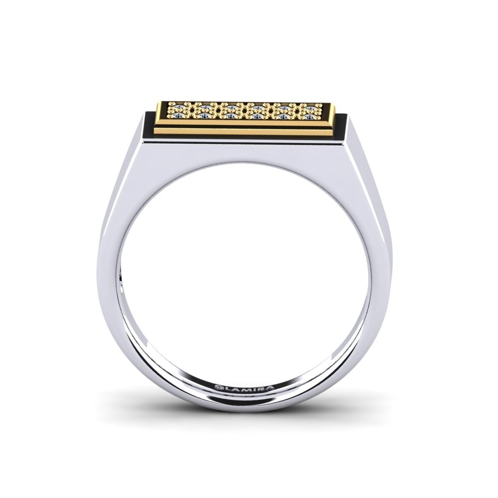 18ct White & Yellow Gold Zirconia Men's Ring Scraggy