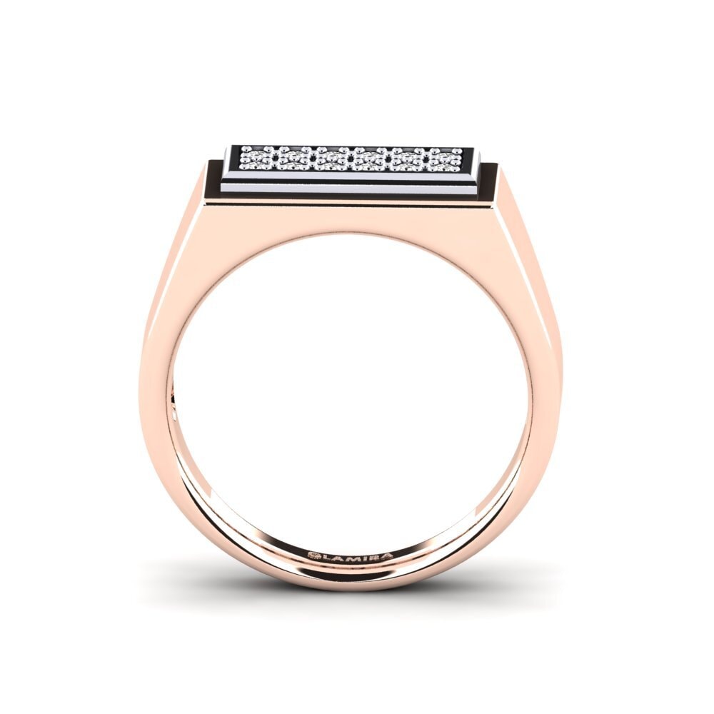 Oro Rosso & Bianco 585 Moissanite Anello da uomo Scraggy