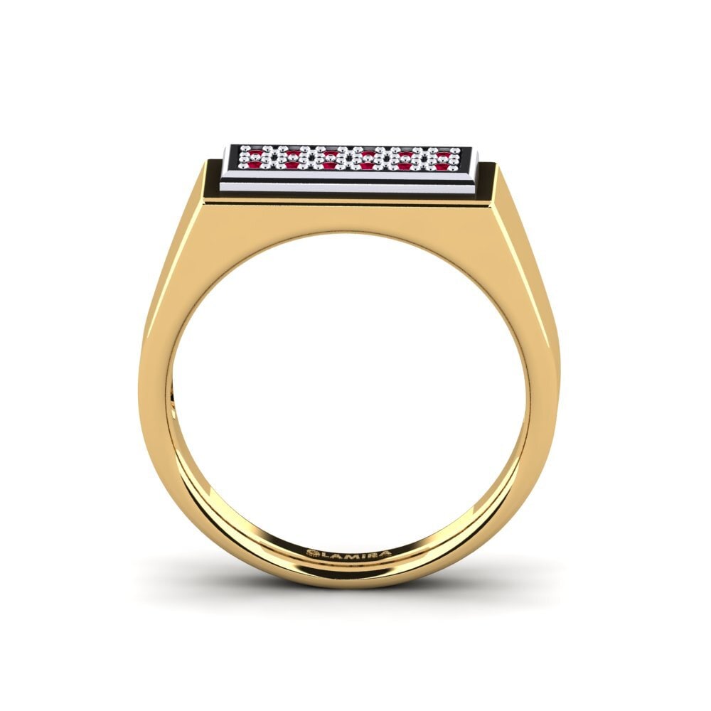 14ct Yellow & White Gold Ruby Men's Ring Scraggy