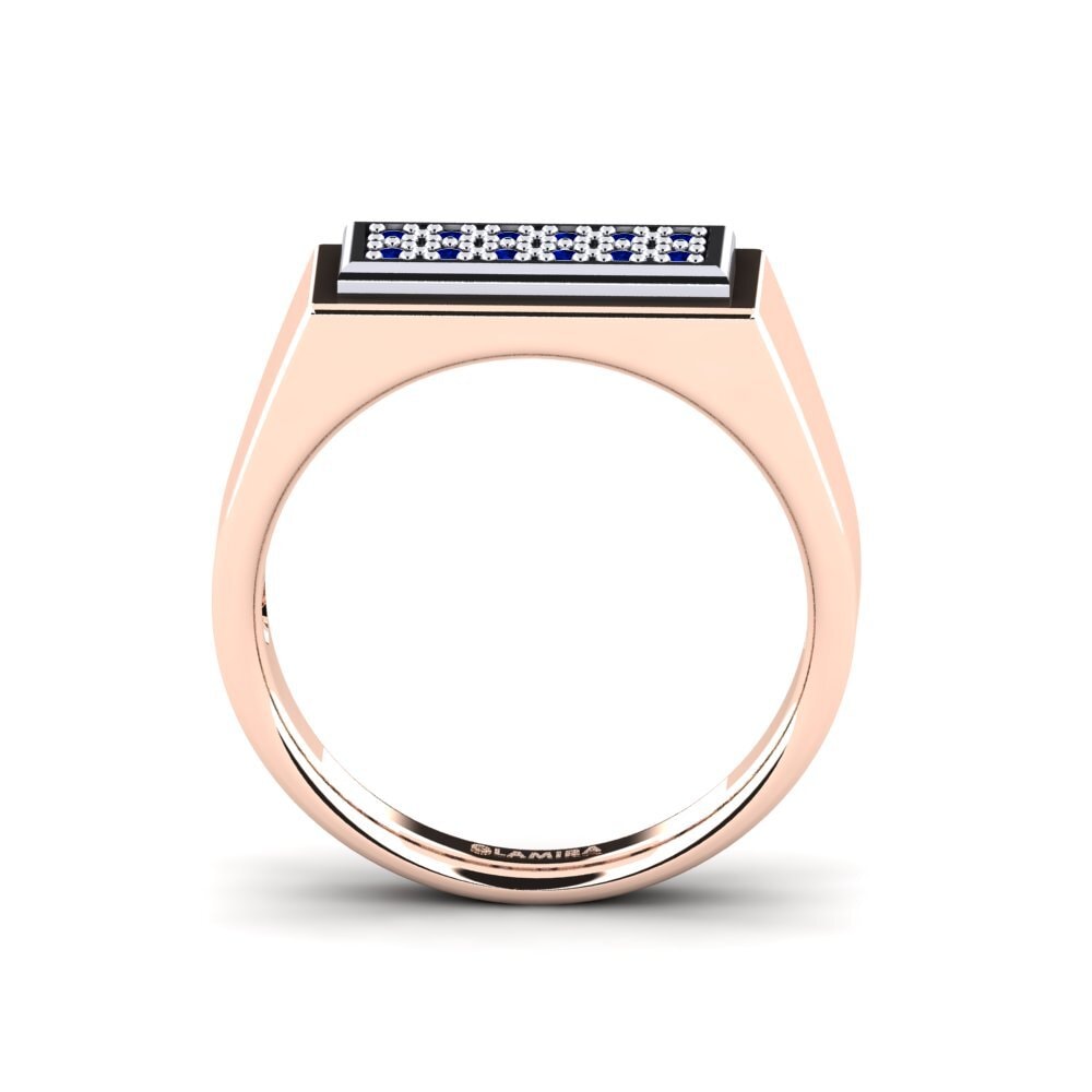 Oro Rosso & Bianco 750 Zaffiro Anello da uomo Scraggy